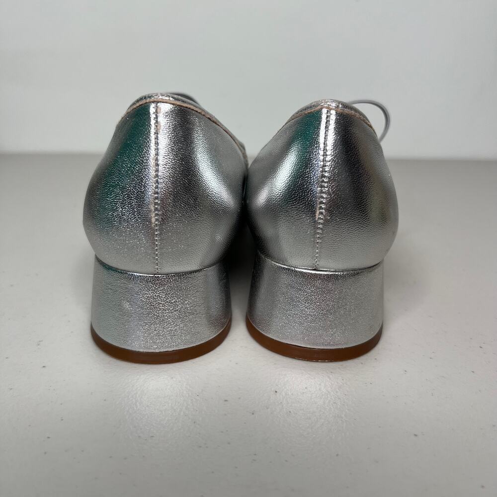 Maeve Anthropologie Silver Crystal Bow Ballet Heels Size 9 - Picture 4 of 9